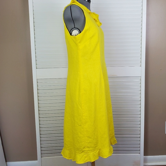 Mary McFadden Collection sleeveless yellow dress 12 - Picture 6 of 8